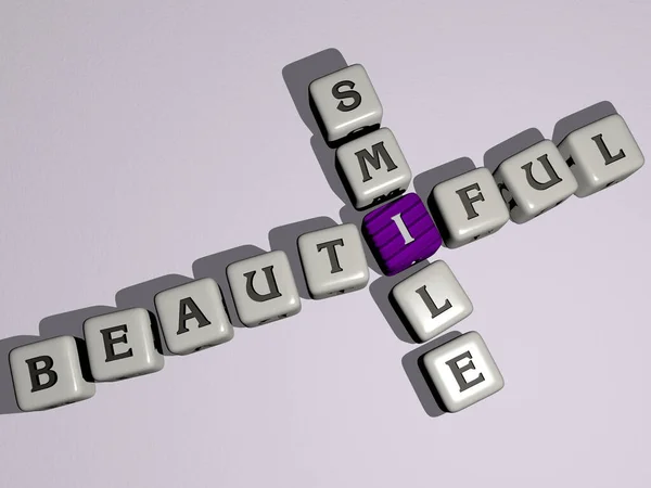 组合的Beautiful Smile从顶部的立方字母构建 非常适合概念的表述 背景与美 — 图库照片