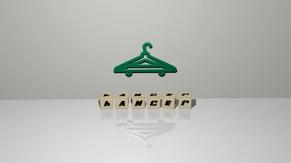 Представление Hanger Иконкой Стене Текстом Упорядоченным Металлическими Кубическими Буквами Зеркальном — стоковое фото