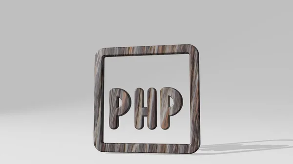 Php Erstellt Durch Illustration Einer Metallisch Glänzenden Skulptur Die Schatten — Stockfoto