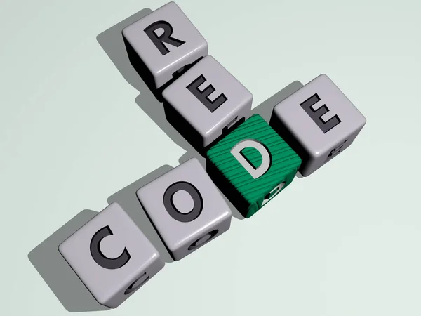 Kruiswoordraadsels Van Code Rood Gerangschikt Door Kubieke Letters Een Spiegelvloer — Stockfoto