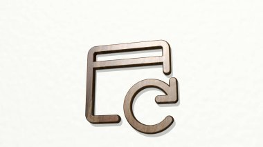 APP WINDOW REFRESH, açık arkaplanlı bir duvardaki parlak metalik heykelin 3 boyutlu çizimi ile yapıldı. simge ve tasarım