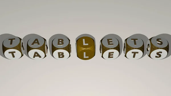 Kruiswoordpuzzels Van Tableten Gerangschikt Met Kubieke Letters Een Spiegelvloer Concept — Stockfoto