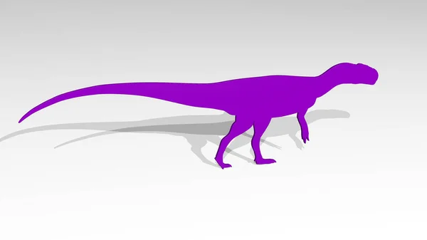 Dinosaur Από Μια Προοπτική Σκιά Ένα Παχύ Γλυπτό Από Μεταλλικά — Φωτογραφία Αρχείου