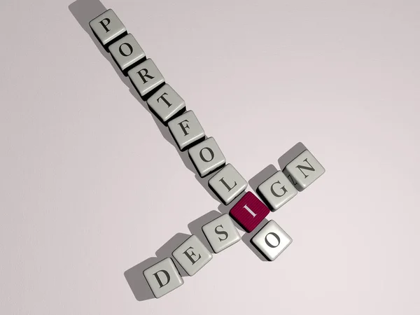 Palavras Cruzadas Portfólio Design Dispostas Por Letras Cúbicas Piso Espelhado — Fotografia de Stock