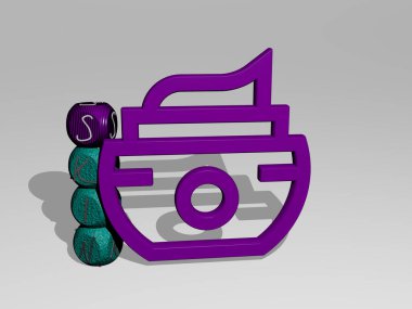 SKIN grafiklerinin 3 boyutlu çizimi ve konsept ve sunumların ilgili anlamları için metalik zar harflerinin oluşturduğu simgenin etrafındaki metin. arka plan ve güzellik