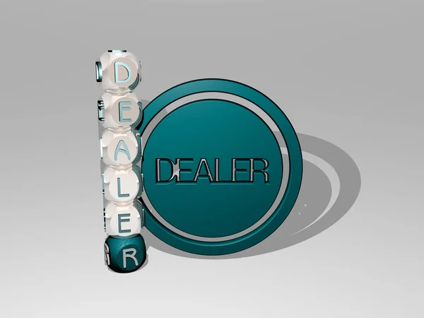 Illustration Dealer Graphics Text Icon Made Metallic Dice Letters Related — Stock Photo, Image