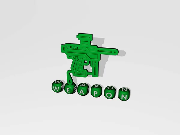 Иллюстрация Графики Weapon Текста Сделанные Металлическими Буквами Кубиков Соответствующих Значений — стоковое фото