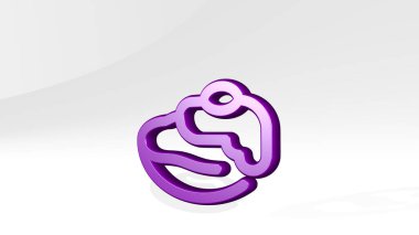 Sebzeli fasulye çorbası. Metalik heykelin beyaz arka planda, yumuşak desenli üç boyutlu çizimi. Yiyecek ve taze yiyecek.