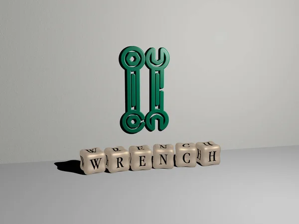 Imagem Gráfica Wrench Verticalmente Juntamente Com Texto Construído Por Letras — Fotografia de Stock