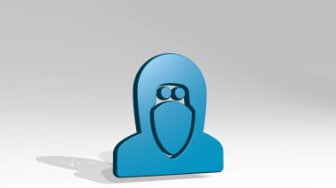 Suç adamı ayaklanması gölgeyle ilgili bir perspektiften. Üç boyutlu metalik malzemelerden yapılmış kalın bir heykel. İllüstrasyon ve kavram