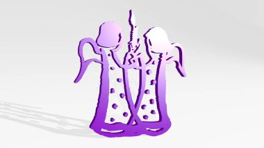 Bir gölgeyle perspektiften bir kandille açılır. Üç boyutlu metalik malzemelerden yapılmış kalın bir heykel. arkaplan ve resimleme