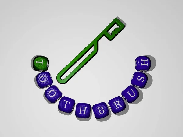 Grafisk Bild Toothbrush Vertikalt Tillsammans Med Text Byggd Runt Ikonen — Stockfoto