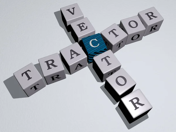 Tractor Vector 크로스 워드는 개념적 의미와 프레젠테이션을 바닥에 정육면체 문자로 — 스톡 사진