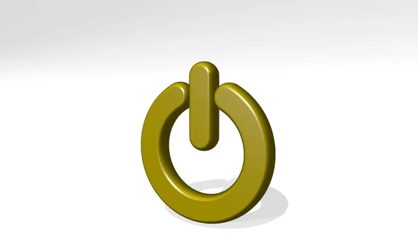 Power Button Gemaakt Door Illustratie Van Een Glanzende Metalen Sculptuur — Stockfoto