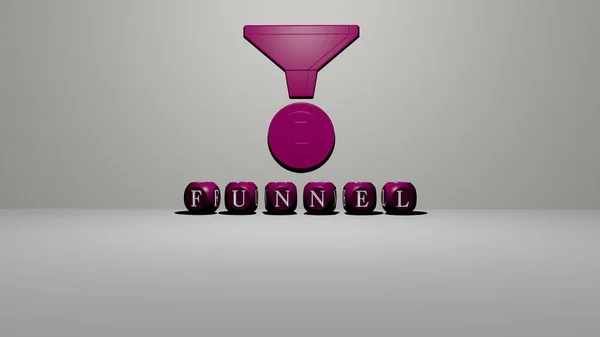 Representación Funnel Con Icono Pared Texto Dispuesto Por Letras Cúbicas —  Fotos de Stock