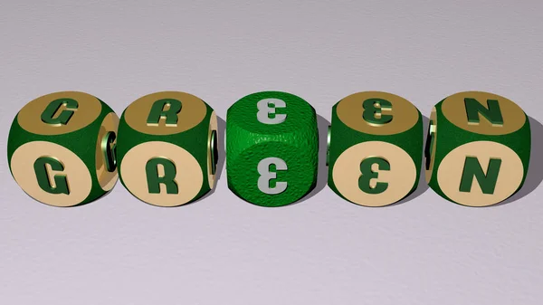 Combinación Verde Construido Por Letras Cúbicas Desde Perspectiva Superior Excelente — Foto de Stock