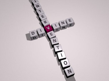 İlahi müdahale, zar harfleri ve renk geçişleriyle konseptin ilgili anlamları için birleşti. Resim ve arkaplan