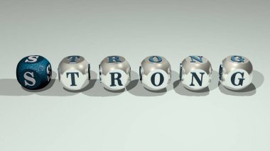 STRONG zar harfleri ve renk geçişleriyle konseptin ilgili anlamları birleştirildi. arkaplan ve resimleme