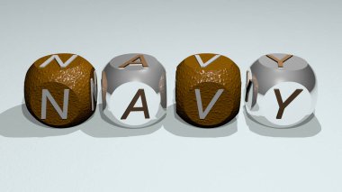 Donanma, zar harfleri ve renk geçişleriyle konseptin ilgili anlamları için birleşti. mavi ve arkaplan