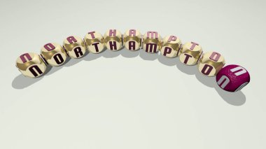 NORTHAMPTON konseptin ilgili anlamları için zar harfleri ve renk geçişleriyle birleştirildi. Yazı ve logo