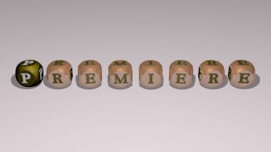 Konseptin ilgili anlamları için zar harfleri ve renk geçişleriyle birleştirilmiş bir gala. yazı ve film