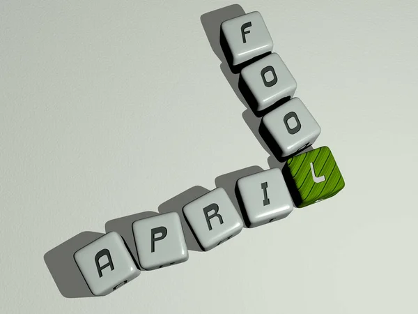 Combination April Fool Built Cubic Letters Top Perspective Excellent Concept — Stock Photo, Image