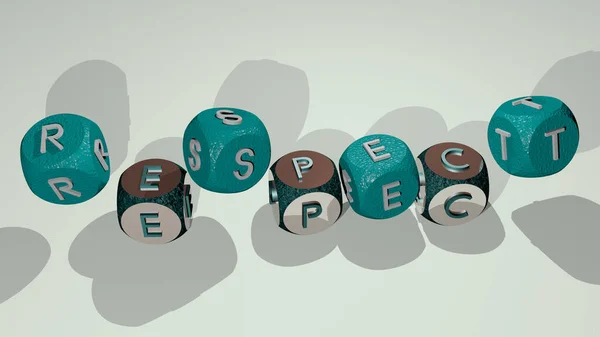 Combinación Respeto Construido Por Letras Cúbicas Desde Perspectiva Superior Excelente — Foto de Stock