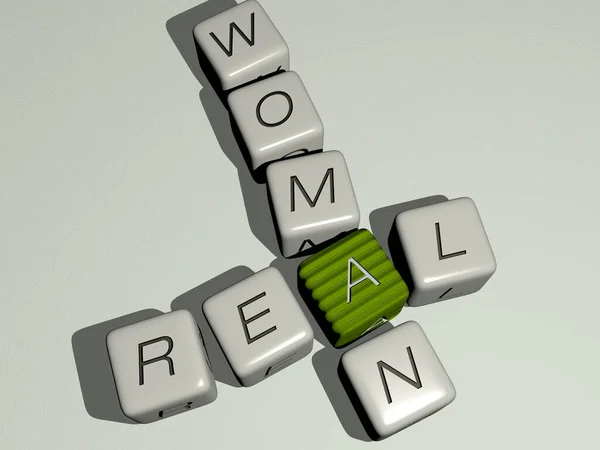 Real Woman Combiné Par Des Dés Lettres Croisement Couleurs Pour — Photo