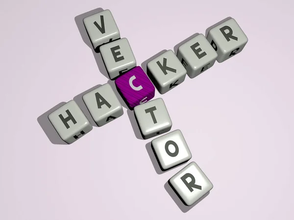 Combinación Vector Hacker Construido Por Letras Cúbicas Desde Perspectiva Superior — Foto de Stock