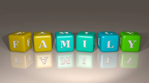 Família Combinada Por Cartas Dados Cruzamento Cores Para Significados Relacionados — Fotografia de Stock