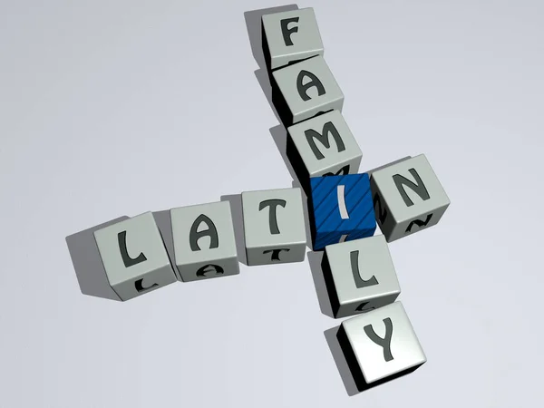 Kombination Aus Latin Family Aus Kubischen Buchstaben Aus Der Oberperspektive — Stockfoto