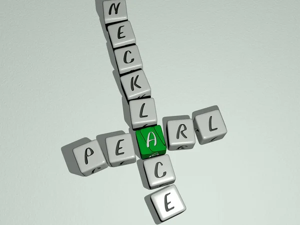 Combinatie Van Pearl Necklace Gebouwd Met Kubieke Letters Vanuit Het — Stockfoto