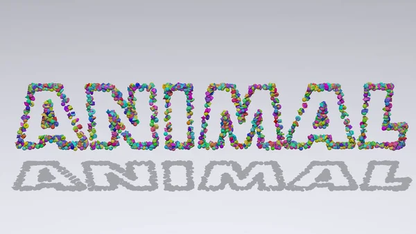 Ecriture Colorée Texte Animal Avec Petits Objets Sur Fond Blanc — Photo