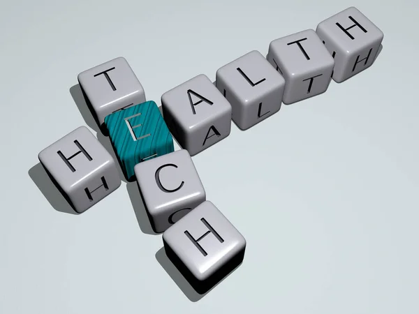 Egészségügyi Tech Kombinálva Kocka Betűk Színátmenet Kapcsolódó Jelentését Koncepció Illusztráció — Stock Fotó