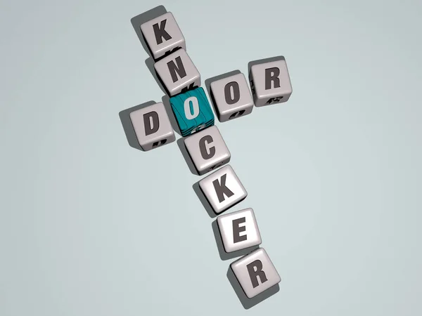 Door Knocker 개념의 의미를 주사위 글자와 크로싱으로 결합되었다 건축과 — 스톡 사진