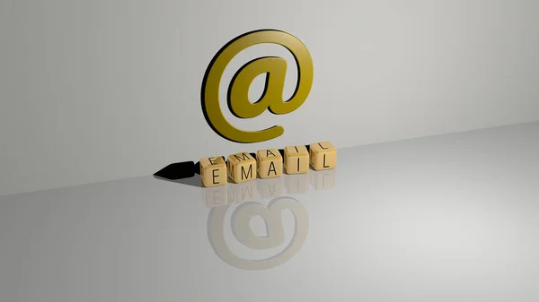 Γραφική Εικόνα Του Email Κάθετα Μαζί Κείμενο Χτισμένο Μεταλλικά Κυβικά — Φωτογραφία Αρχείου