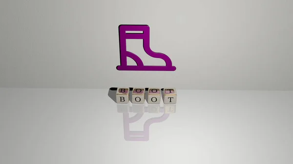Imagem Gráfica Boot Verticalmente Juntamente Com Texto Construído Por Letras — Fotografia de Stock