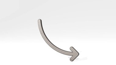 DiAGRAM İniş iki ışıkla gölge düşürüyor. Metalik heykelin beyaz arka planda, yumuşak desenli üç boyutlu çizimi. iş ve grafik