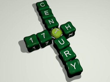 Yüzyıl 'ın kombinasyonu kübik harflerle en üst perspektiften inşa edildi. Konsept sunumu için mükemmel. arkaplan ve resimleme