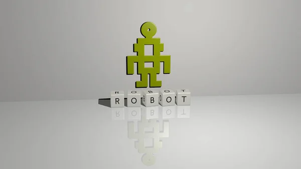 Imagen Gráfica Robot Verticalmente Junto Con Texto Construido Por Letras — Foto de Stock
