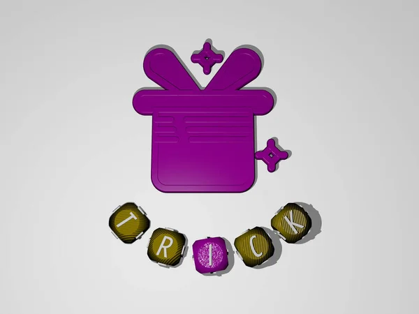 Illustration Trick Graphics Text Icon Made Metallic Dice Letters Related — Stock Photo, Image