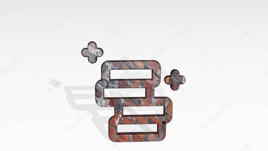 ACCOUNTING COINS STACK made by 3D illustration of a shiny metallic sculpture casting shadow on light background. business and concept
