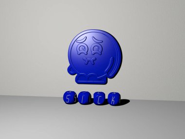 Hastalığın 3 boyutlu grafiksel görüntüsü ve üst perspektiften metalik kübik harflerle oluşturulan metinler, konsept sunumu ve slayt gösterileri için mükemmel. bakım ve kadın