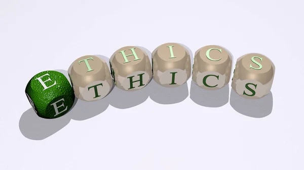 Ethics Combined Dice Letters Color Crossing Related Meanings Concept Business — Stock Photo, Image