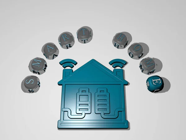 Weergave Van Smart Home Met Icoon Muur Tekst Gerangschikt Door — Stockfoto