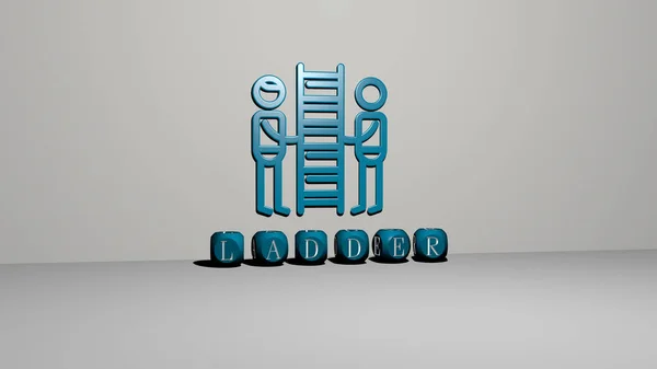Grafische Weergave Van Ladder Verticaal Samen Met Tekst Gebouwd Door — Stockfoto