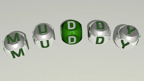 Muddy Combined Dice Letters Color Crossing Related Meanings Concept Background — Stock Photo, Image