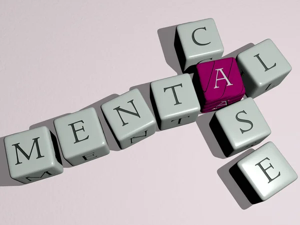 Crosswords Mental Case Arranged Cubic Letters Mirror Floor Concept Meaning — Stock Photo, Image