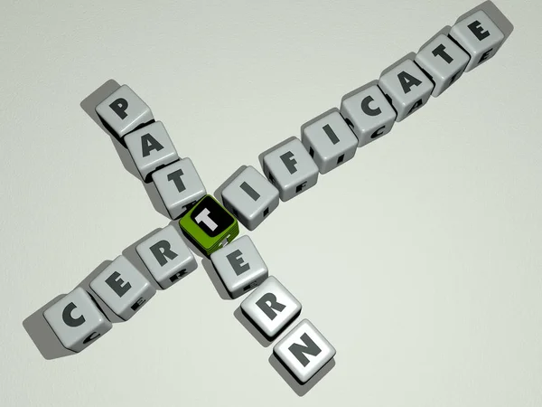 Combination Certificate Pattern Built Cubic Letters Top Perspective Excellent Concept — Stock Photo, Image