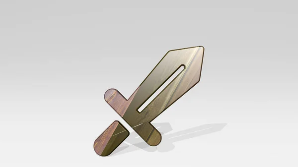 Antikes Schwert Wirft Schatten Mit Zwei Lichtern Illustration Einer Metallischen — Stockfoto